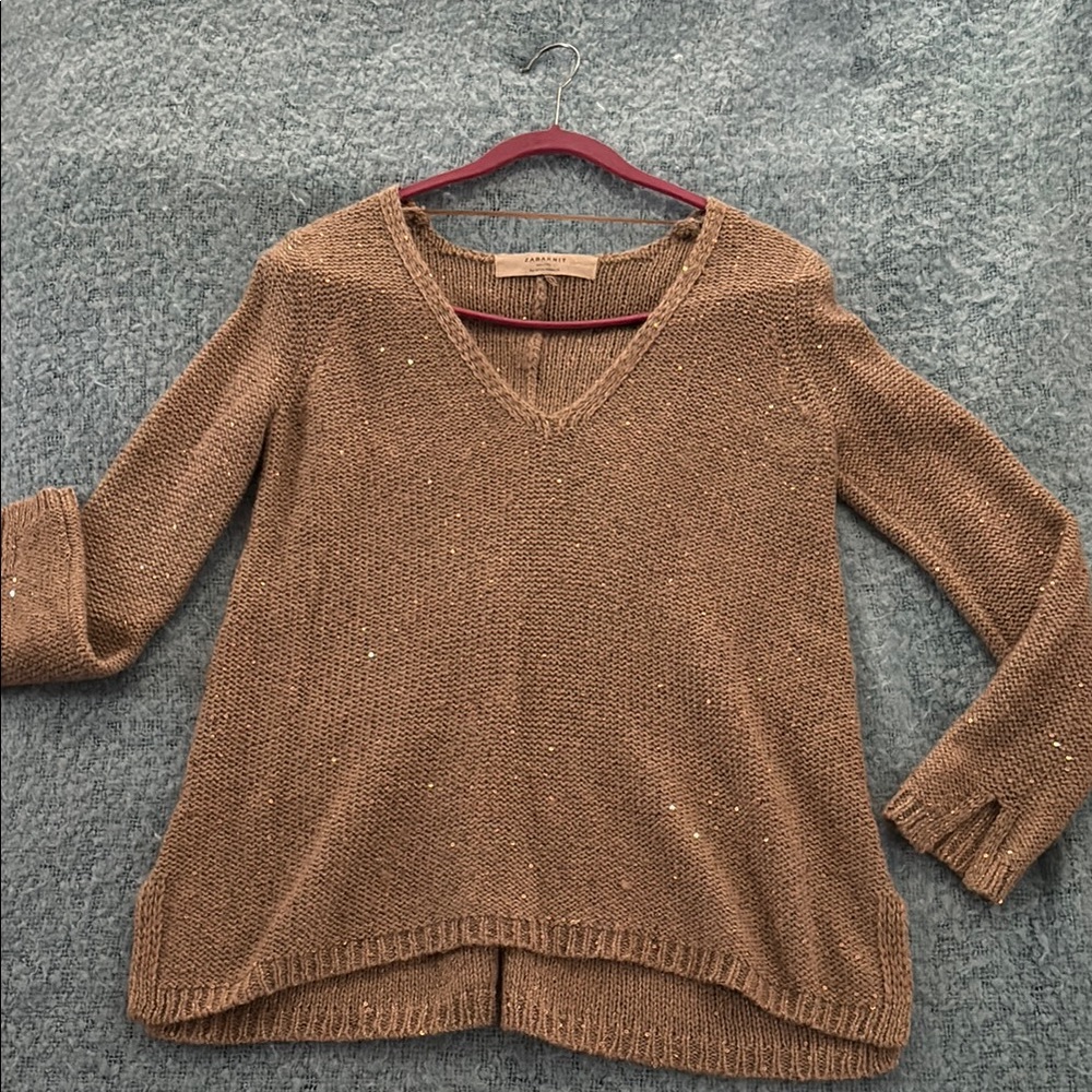 Elegant Tan V-Neck Sweater for Women